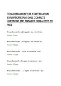 TEXAS IRRIGATION TEST 2 CERTIFICATION&NewLine;EVALUATION EXAMS 2026 COMPLETE&NewLine;QUESTIONS AND ANSWERS GUARANTEED TO&NewLine;PASS