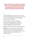 TEXAS WATER WELL DRILLER LICENSE &NewLine;ACTUAL EXAM COMPLETE QUESTIONS &NewLine;AND DETAILED SOLUTIONS LATEST &NewLine;UPDATE THIS YEAR-JUST RELEASED 