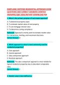 MARYLAND CERTIFIED RESIDENTIAL APPRAISER EXAM QUESTIONS AND CORRECT ANSWERS