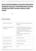 Texas Mold Remediation Contractor State EXAM Questions & Answers&comma; Well Elaborated &vert; Already Verified Test &vert;100&percnt; Verified solutions &vert;2026 Latest&excl;&excl;&NewLine;&NewLine;
