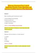 Delaware Structural Pest Control &NewLine;Applicator Practice Exam &vert;Questions and &NewLine;Answers &lbrack;Verified Answers&rsqb; Plus Rationales 