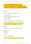 Florida Public Health Pest Control &NewLine;Examination Practice Test Questions and &NewLine;Answers &lbrack;Verified Answers&rsqb; Plus Rationales 