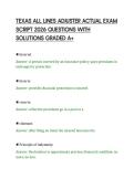 TEXAS ALL LINES ADJUSTER ACTUAL EXAM&NewLine;SCRIPT 2026 QUESTIONS WITH&NewLine;SOLUTIONS GRADED A&plus;