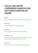 TEXAS ALL LINES ADJUSTER&NewLine;COMPREHENSIVE EXAMINATION GUIDE&NewLine;2026 COMPLETE QUESTIONS AND&NewLine;ANSWERS
