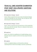 TEXAS ALL LINES ADJUSTER EXAMINATION&NewLine;STUDY SHEET 2026 UPDATED QUESTIONS&NewLine;AND SOLUTIONS