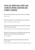 TEXAS CDL PERMIT FINAL SCRIPT 2026&NewLine;COMPLETE DRIVING QUESTIONS AND&NewLine;CORRECT ANSWERS