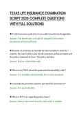 TEXAS LIFE INSURANCE EXAMINATION&NewLine;SCRIPT 2026 COMPLETE QUESTIONS&NewLine;WITH FULL SOLUTIONS