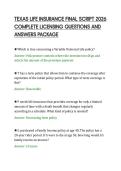 TEXAS LIFE INSURANCE FINAL SCRIPT 2026&NewLine;COMPLETE LICENSING QUESTIONS AND&NewLine;ANSWERS PACKAGE