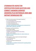 STORMWATER INSPECTOR &NewLine;CERTIFICATION EXAM QUESTION AND &NewLine;CORRECT ANSWERS &lpar;VERIFIED &NewLine;ANSWERS&rpar; PLUS RATIONALES 2026 Q&A &NewLine;INSTANT DOWNLOAD PDF 