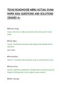 TEXAS ROADHOUSE MENU ACTUAL EXAM&NewLine;PAPER 2026 QUESTIONS AND SOLUTIONS&NewLine;GRADED A&plus;