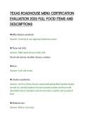 TEXAS ROADHOUSE MENU CERTIFICATION&NewLine;EVALUATION 2026 FULL FOOD ITEMS AND&NewLine;DESCRIPTIONS