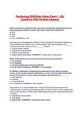 Psychology 2000 Alex Cohen Exam 1 LSU Questions With Verified Answers