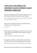 TFM01 EXAM 2 2026 BANKING AND&NewLine;INVESTMENT ANALYSIS WORKBOOK SOLVED&NewLine;QUESTIONS COMPILATION