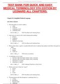 Test Bank for Quick & Easy Medical Terminology 9th Edition by Leonard &lpar;All Chapters&rpar;