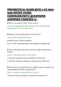 THEORETICAL BASIS QUIZ 2 UC 8002&NewLine;2026 STUDY GUIDE&NewLine;COMPREHENSIVE QUESTIONS&NewLine;ANSWERS VERIFIED A&plus;