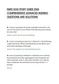 NURS 5335 STUDY GUIDE 2026&NewLine;COMPREHENSIVE ADVANCED NURSING&NewLine;QUESTIONS AND SOLUTIONS
