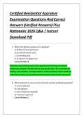Certified Residential Appraiser &NewLine;Examination Questions And Correct &NewLine;Answers &lpar;Verified Answers&rpar; Plus &NewLine;Rationales 2026 Q&A &vert; Instant &NewLine;Download Pdf 