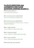 PA STATE INSPECTION 2026&NewLine;AUTOMOTIVE TEST PAPER&NewLine;QUESTIONS ANSWERS GRADED A&plus;