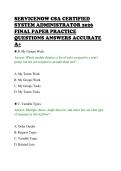SERVICENOW CSA CERTIFIED&NewLine;SYSTEM ADMINISTRATOR 2026&NewLine;FINAL PAPER PRACTICE&NewLine;QUESTIONS ANSWERS ACCURATE&NewLine;A&plus;&NewLine;