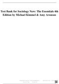 Sociology Now&colon; The Essentials 4th Edition Test Bank by Michael Kimmel & Amy Aronson &ndash; Complete Exam Questions and Answers