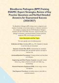 Bloodborne Pathogens &lpar;BPP&rpar; Training ESAMS &vert; Expert Strategies&comma; Review of Key Practice Questions and Verified Detailed Answers&semi; for Guaranteed Success &lpar;2026&sol;2027&rpar;&NewLine;&NewLine;