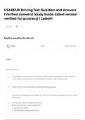 USAREUR Driving Test Question and Answers &lpar;Verified Answers&rpar; Study Guide &lpar;latest version verified for accuracy&rpar; &vert; Latest&excl;&excl;