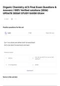 Organic Chemistry ACS Final Exam Questions & Answers &vert; 100&percnt; Verified solutions &lpar;2026&rpar; UPDATE &vert;2026&excl;&excl; STUDY GUIDE EXAM