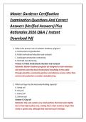 Master Gardener Certification &NewLine;Examination Questions And Correct &NewLine;Answers &lpar;Verified Answers&rpar; Plus &NewLine;Rationales 2026 Q&A &vert; Instant &NewLine;Download Pdf 