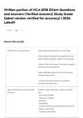 Written portion of HCA 201B EXAM Questions and Answers &lpar;Verified Answers&rpar; Study Guide &lpar;latest version verified for accuracy&rpar; &vert; 2026 Latest&excl;&excl; 