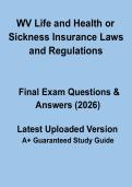WV Life and Health or Sickness Insurance Laws and Regulations &ndash; Exam Prep Guide 2026