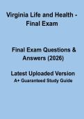 Virginia Life and Health &ndash; Final Exam Practice Questions & Study Guide 2026