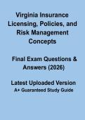 Virginia Insurance Licensing&comma; Policies&comma; and Risk Management Concepts &ndash; Study Guide 2026
