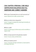 CNA CHAPTER 6 PERSONAL CARE SKILLS&NewLine;CERTIFICATION EVALUATION 2026 FULL&NewLine;QUESTIONS AND CORRECT ANSWERS&NewLine;