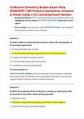 California Cemetery Broker Exam Prep 2026&sol;2027 &vert; Practice Questions&comma; Answers & Study Guide &vert; CA Licensing Exam Review