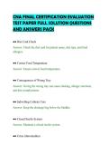 CNA FINAL CERTIFICATION EVALUATION&NewLine;TEST PAPER FULL SOLUTION QUESTIONS&NewLine;AND ANSWERS PACK&NewLine;