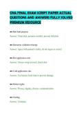 CNA FINAL EXAM SCRIPT PAPER ACTUAL&NewLine;QUESTIONS AND ANSWERS FULLY SOLVED&NewLine;PREMIUM RESOURCE&NewLine;