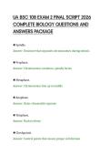 UA BSC 108 EXAM 2 FINAL SCRIPT 2026&NewLine;COMPLETE BIOLOGY QUESTIONS AND&NewLine;ANSWERS PACKAGE