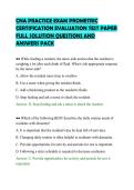 CNA PRACTICE EXAM PROMETRIC&NewLine;CERTIFICATION EVALUATION TEST PAPER&NewLine;FULL SOLUTION QUESTIONS AND&NewLine;ANSWERS PACK&NewLine;