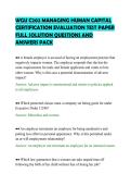 WGU C202 MANAGING HUMAN CAPITAL&NewLine;CERTIFICATION EVALUATION TEST PAPER&NewLine;FULL SOLUTION QUESTIONS AND&NewLine;ANSWERS PACK