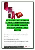 VITA Certification Exam Elaborations 2025&ndash;2026 &ndash; Volunteer Tax Preparation Questions and Verified Answers Study Guide