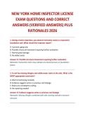 NEW YORK HOME INSPECTOR LICENSE EXAM QUESTIONS AND CORRECT ANSWERS &lpar;VERIFIED ANSWERS&rpar; PLUS RATIONALES 2026