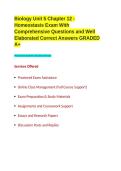 Biology Unit 5 Chapter 12 - Homeostasis Exam With Comprehensive Questions and Well Elaborated Correct Answers GRADED A&plus;&period;
