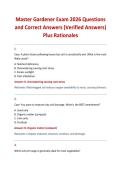 Master Gardener Exam 2026 Questions and Correct Answers &lpar;Verified Answers&rpar; Plus Rationales