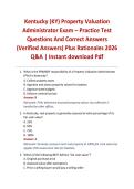 Kentucky &lpar;KY&rpar; Property Valuation Administrator Exam &ndash; Practice Test Questions And Correct Answers &lpar;Verified Answers&rpar; Plus Rationales 2026 Q&A &vert; Instant download Pdf