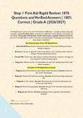 Step 1 First Aid Rapid Review&colon; 1076 Questions and Verified Answers &vert; 100&percnt; Correct &vert; Grade A &lpar;2026&sol;2027&rpar;&NewLine;&NewLine;&NewLine;