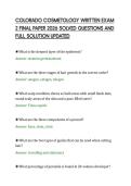 COLORADO COSMETOLOGY WRITTEN EXAM&NewLine;2 FINAL PAPER 2026 SOLVED QUESTIONS AND&NewLine;FULL SOLUTION UPDATED&NewLine;
