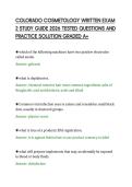 COLORADO COSMETOLOGY WRITTEN EXAM&NewLine;2 STUDY GUIDE 2026 TESTED QUESTIONS AND&NewLine;PRACTICE SOLUTION GRADED A&plus;&NewLine;
