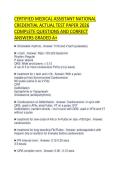 CERTIFIED MEDICAL ASSISTANT NATIONAL&NewLine;CREDENTIAL ACTUAL TEST PAPER 2026&NewLine;COMPLETE QUESTIONS AND CORRECT&NewLine;ANSWERS GRADED A&plus;&NewLine;