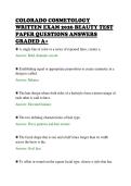 COLORADO COSMETOLOGY&NewLine;WRITTEN EXAM 2026 BEAUTY TEST&NewLine;PAPER QUESTIONS ANSWERS&NewLine;GRADED A&plus;
