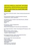 CERTIFIED MEDICAL ASSISTANT NATIONAL&NewLine;CREDENTIAL CERTIFICATION EVALUATION&NewLine;STUDY GUIDE 2026 FULL QUESTIONS AND&NewLine;SOLUTIONS